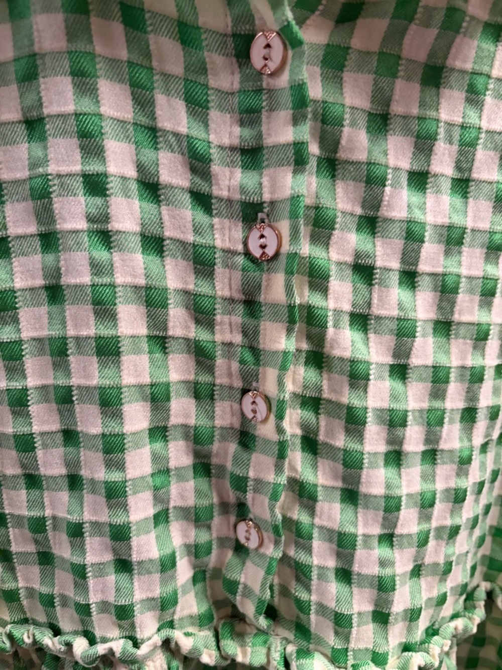 Umgee Green and White Gingham Button-Front Dress - Picture 3 of 4